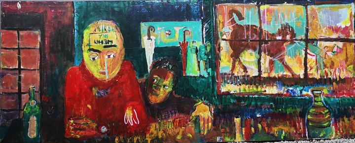 Otra vez papá, pintura de Marcos Shannon
